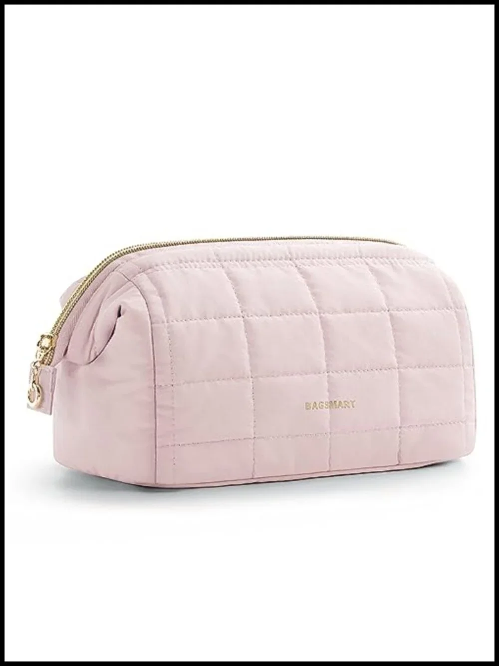 Puffy Padded Makeup Bag with Wide Opening, Travel Toiletry Organizer
